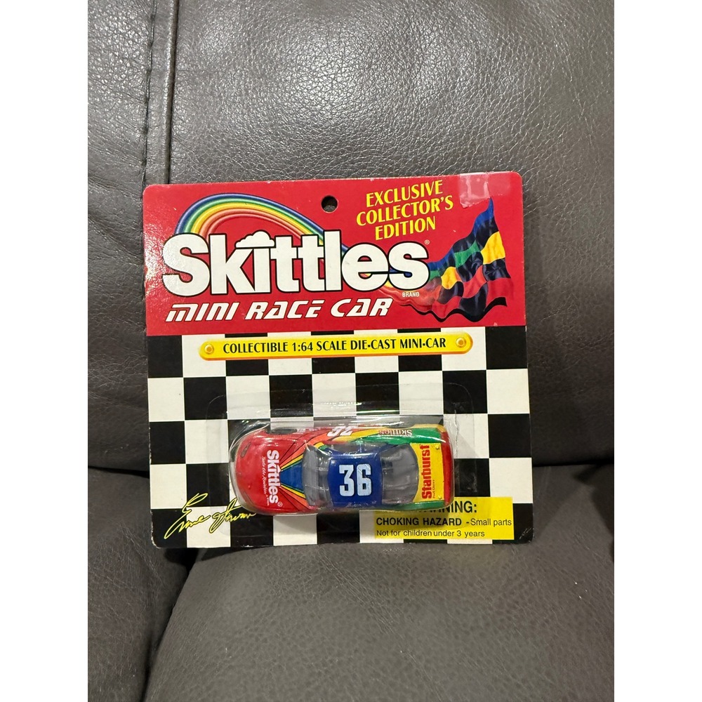 Vintage 1998 Skittles Mini Race Car 36 Ernie Irvan 1:64 Die-Cast New on Card